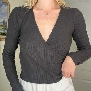 Aerie Ribbed Long Sleeve Wrap Top